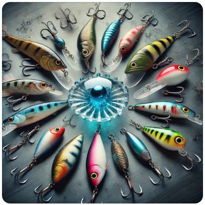 Colorful fishing lures